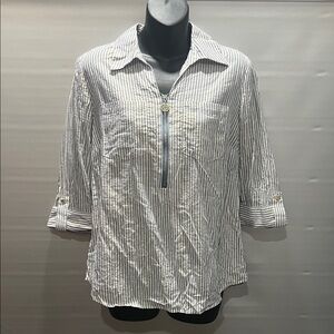 ANNE KLEIN Striped Blouse, Size Small